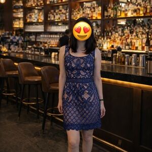 Francesca's Collections Navy Blue Lace Mini Dress